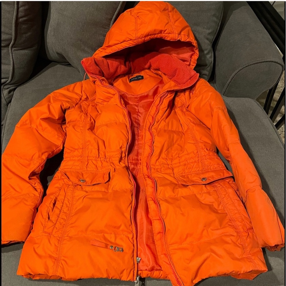 Lands’ End everyday puffer full-zip jacket size Small with detachable hood